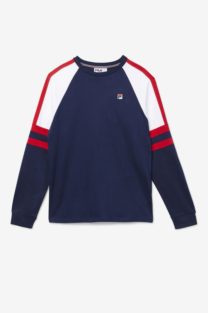 Fila T-Shirt Mens Navy Mekong Long Sleeve - Ireland 94378-QKGM